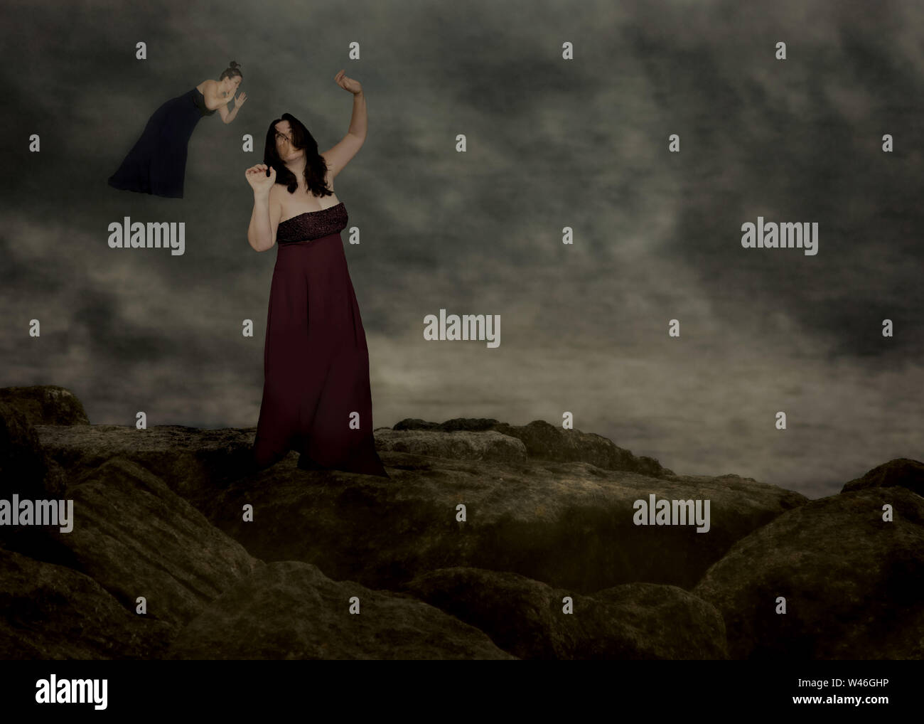 Fine Art der Darstellung, wie wir alle isoliert werden immer Trotz mehr Formen der Kommunikation. Diese Szene ist auf Angst, ihren Verstand zu sprechen auf der Grundlage Stockfoto