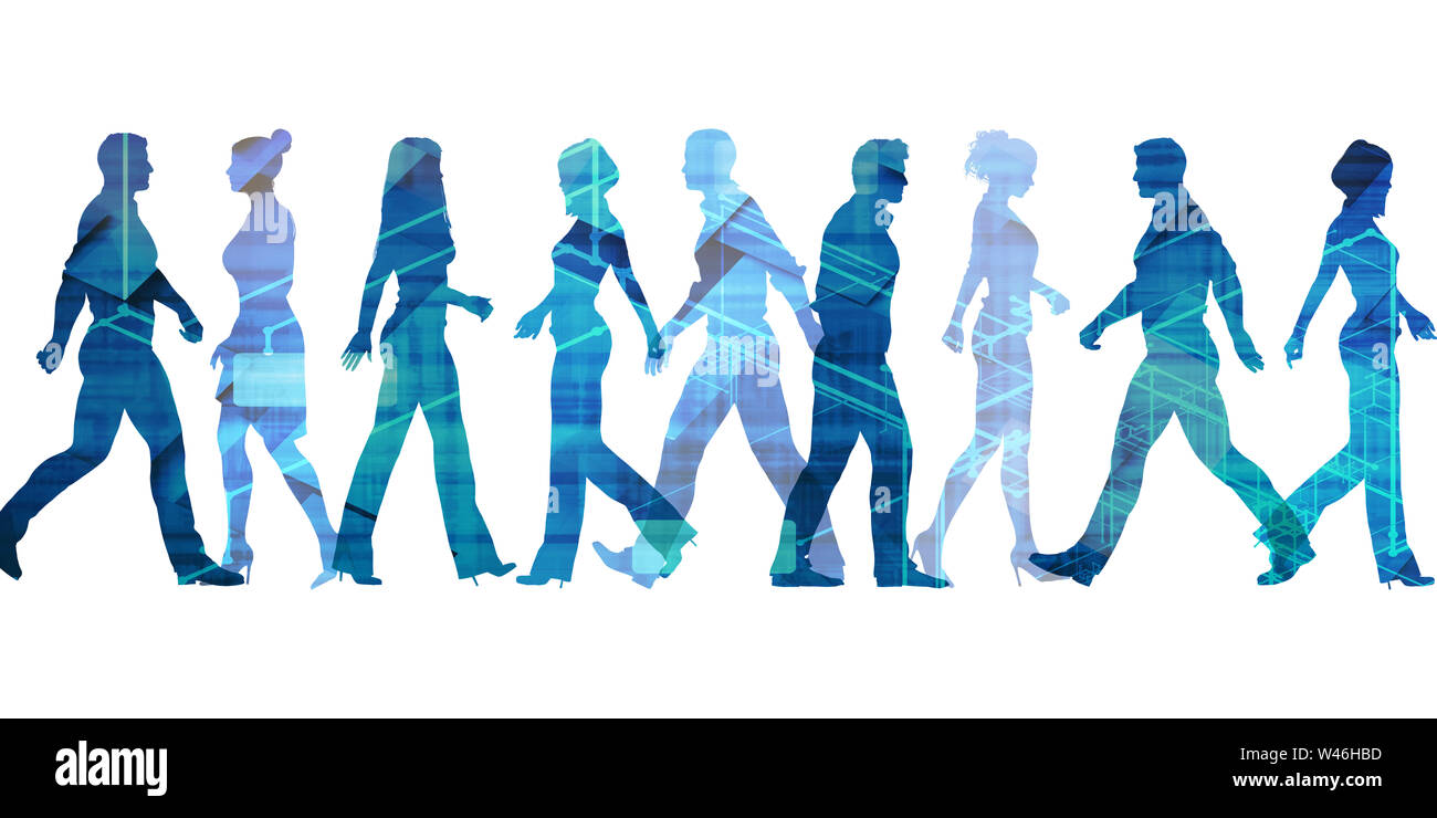 Rush Hour mit beschäftigten Menschen zu Fuß hin und her Stockfoto