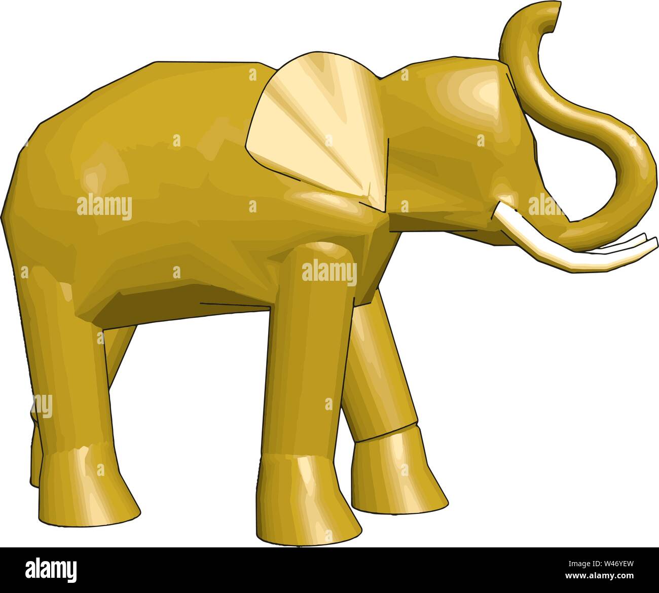 3D-Modell von Elefant, Illustration, Vektor auf weißem Hintergrund. Stock Vektor