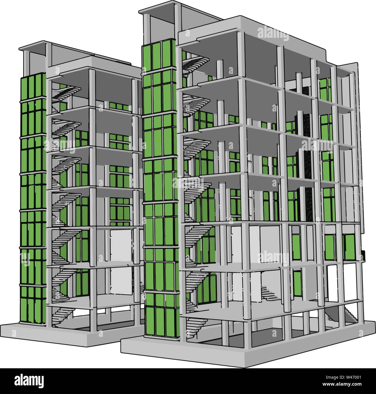 Unvollendete Gebäude, Illustration, Vektor auf weißem Hintergrund. Stock Vektor