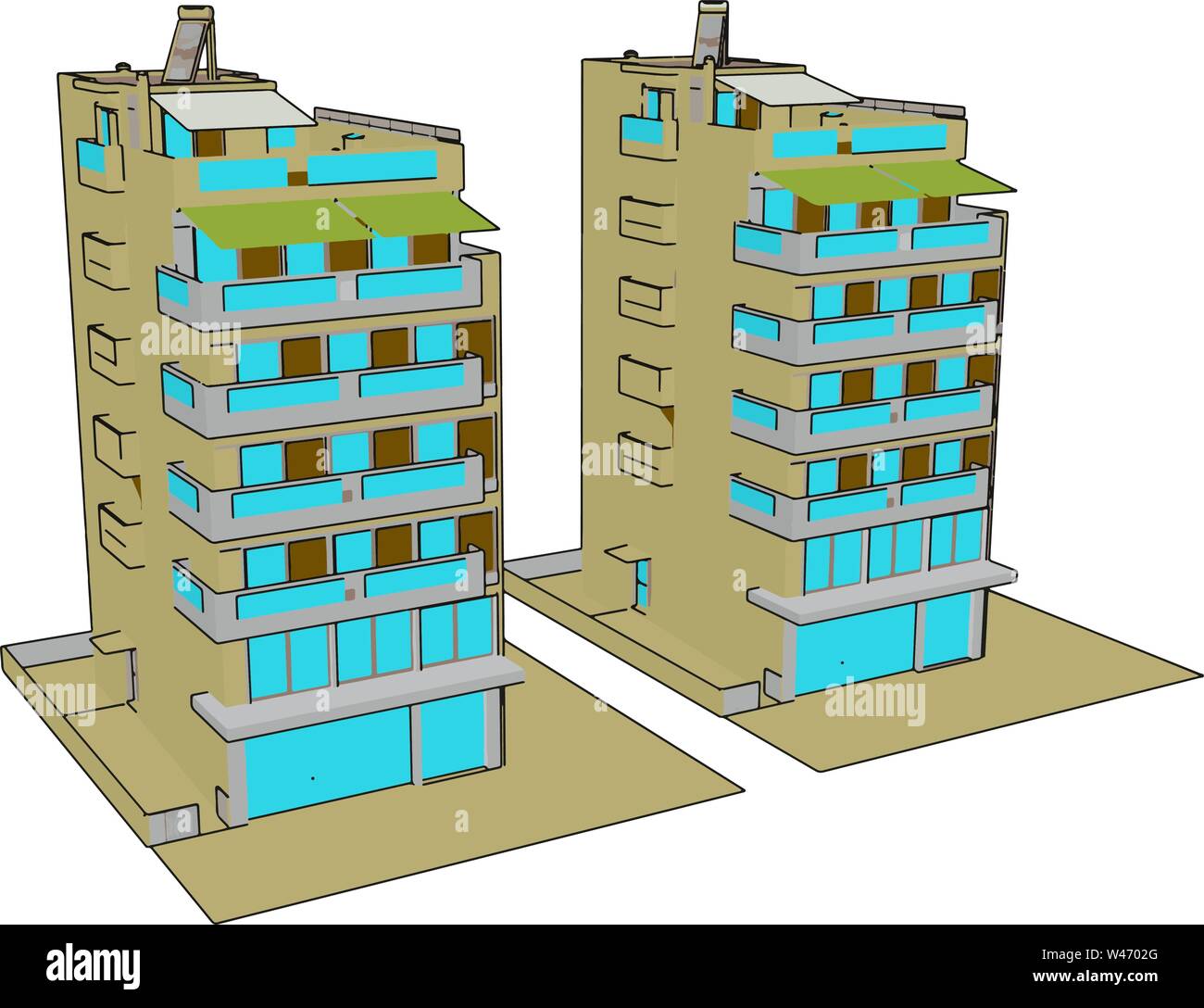 Wohnhaus, Illustration, Vektor auf weißem Hintergrund. Stock Vektor