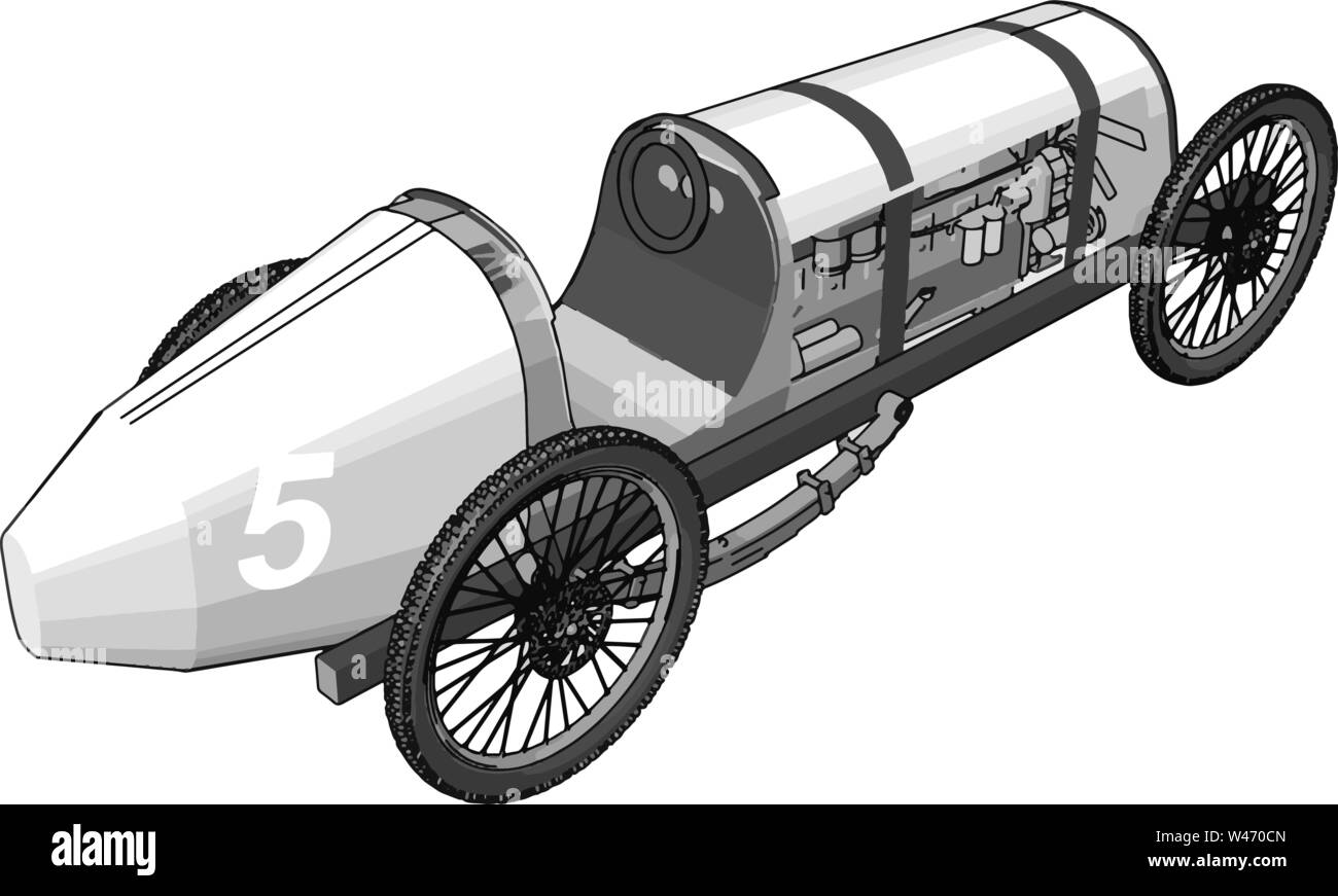 Weiß Antique Car, Illustration, Vektor auf weißem Hintergrund. Stock Vektor