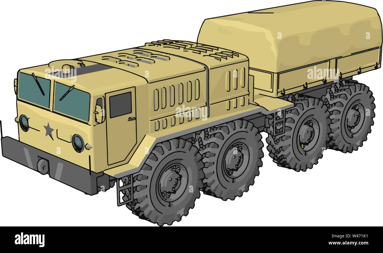 Sand Militärfahrzeug, Illustration, Vektor auf weißem Hintergrund. Stock Vektor