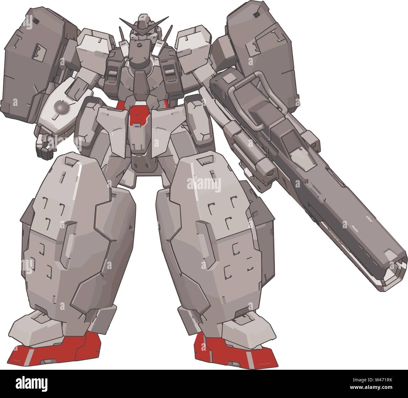 Starke Roboter mit Big Gun, Illustration, Vektor auf weißem Hintergrund. Stock Vektor
