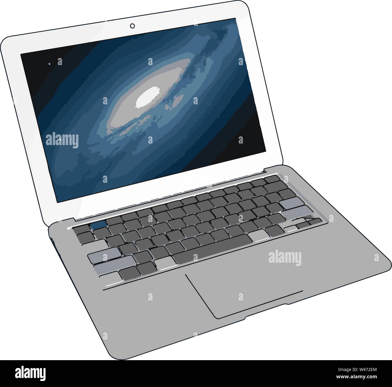 Modell eines Laptops, Illustration, Vektor auf weißem Hintergrund. Stock Vektor