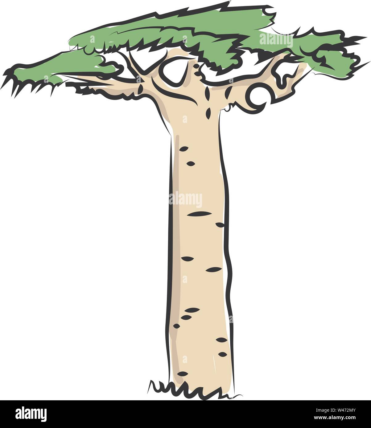 Big Fat tree, Illustration, Vektor auf weißem Hintergrund. Stock Vektor