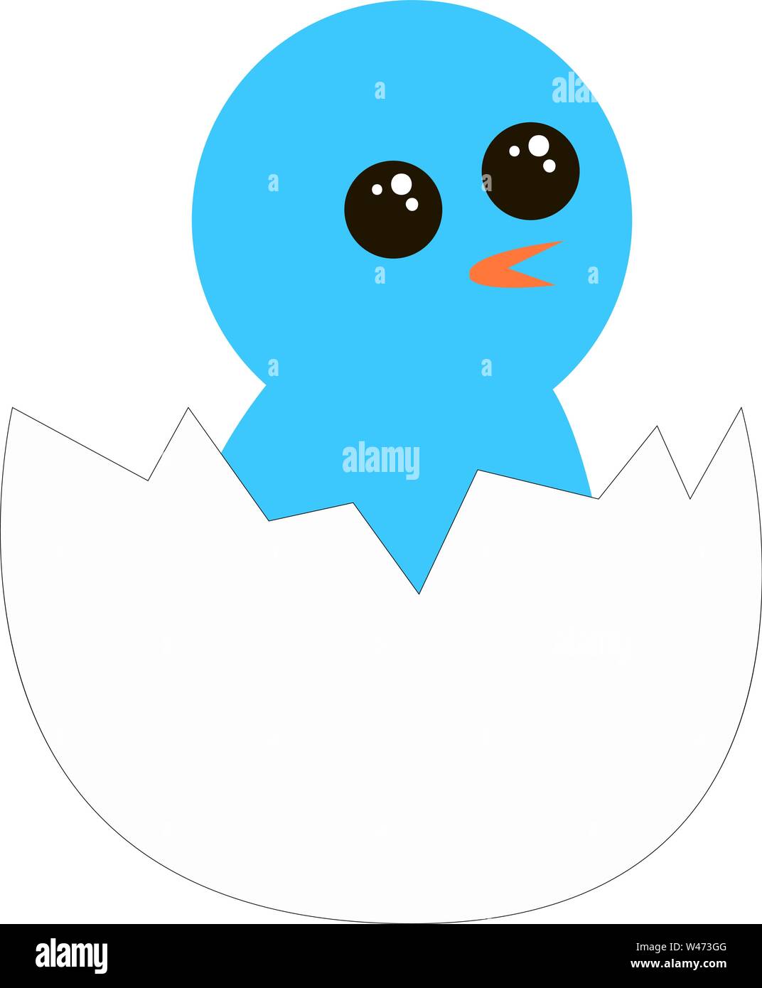 Blue Bird von Ei, Illustration, Vektor auf weißem Hintergrund. Stock Vektor