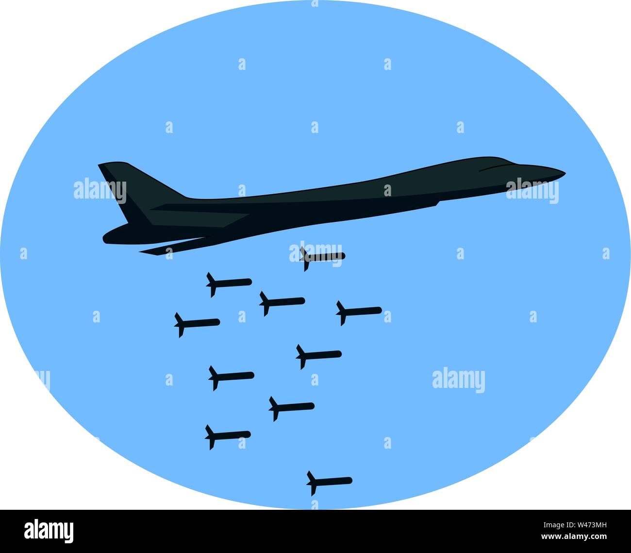 Bombardierung Flugzeug, Illustration, Vektor auf weißem Hintergrund. Stock Vektor