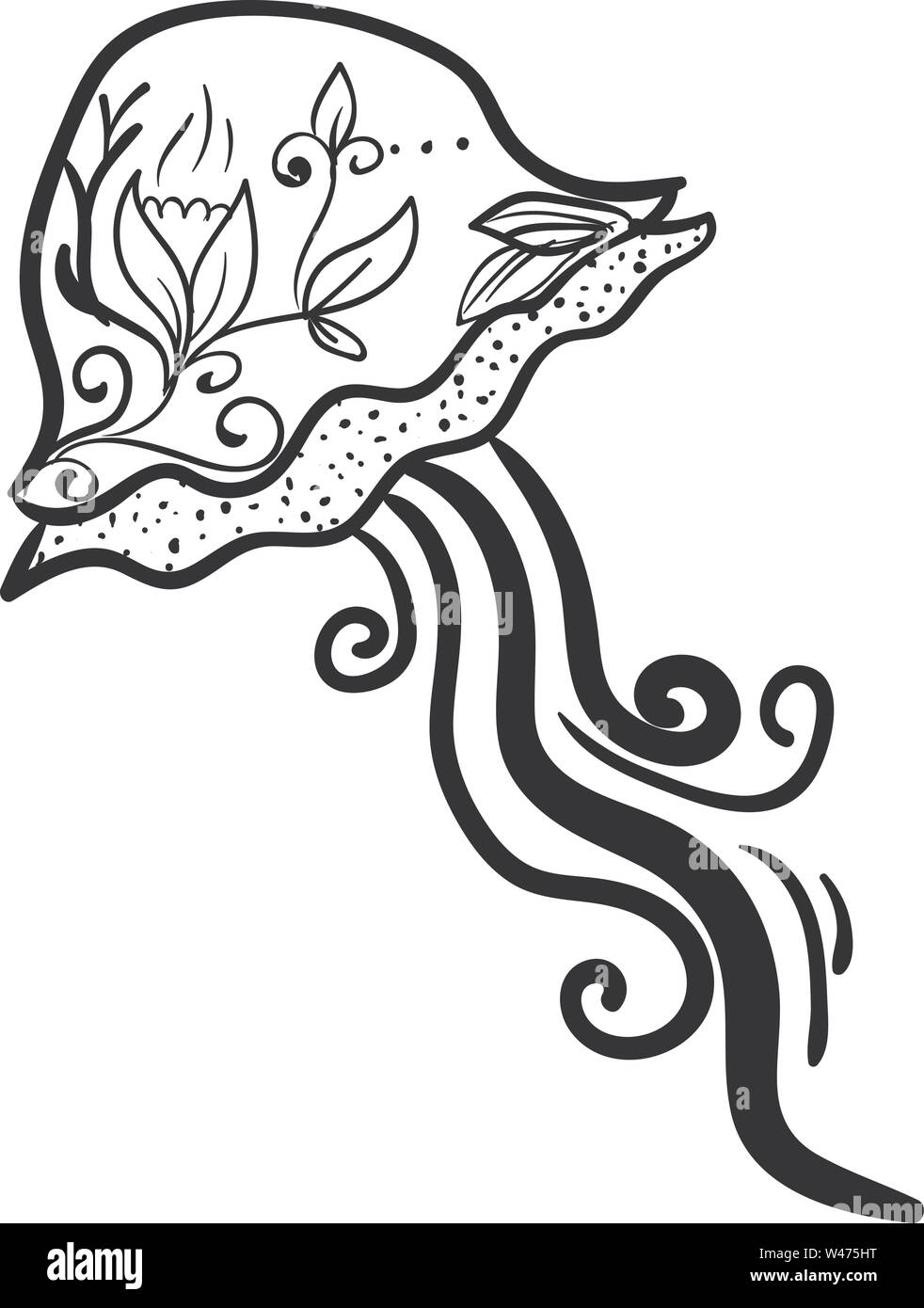 Quallen Tattoo, Illustration, Vektor auf weißem Hintergrund. Stock Vektor