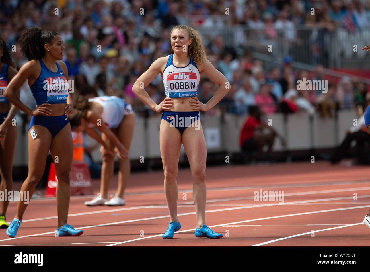 LONDON, ENGLAND 20. Juli Beth Dobbin (GBR) erhält eine persönliche Bestleistung über die 200 m während der Muller Geburtstag Spiele an der London Stadium, Stratford am Samstag, den 21. Juli 2019. (Quelle: Pat Scaasi | MI Nachrichten) Credit: MI Nachrichten & Sport/Alamy Live News Credit: MI Nachrichten & Sport/Alamy leben Nachrichten Stockfoto