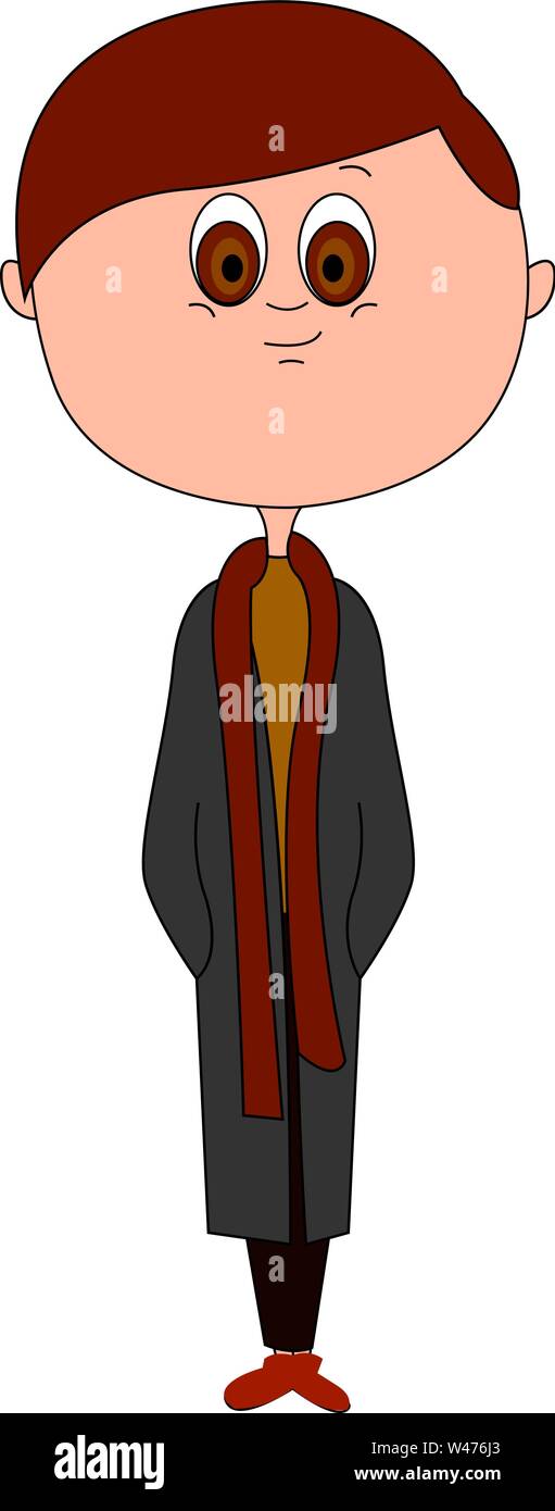 Mann mit Mantel, Illustration, Vektor auf weißem Hintergrund. Stock Vektor