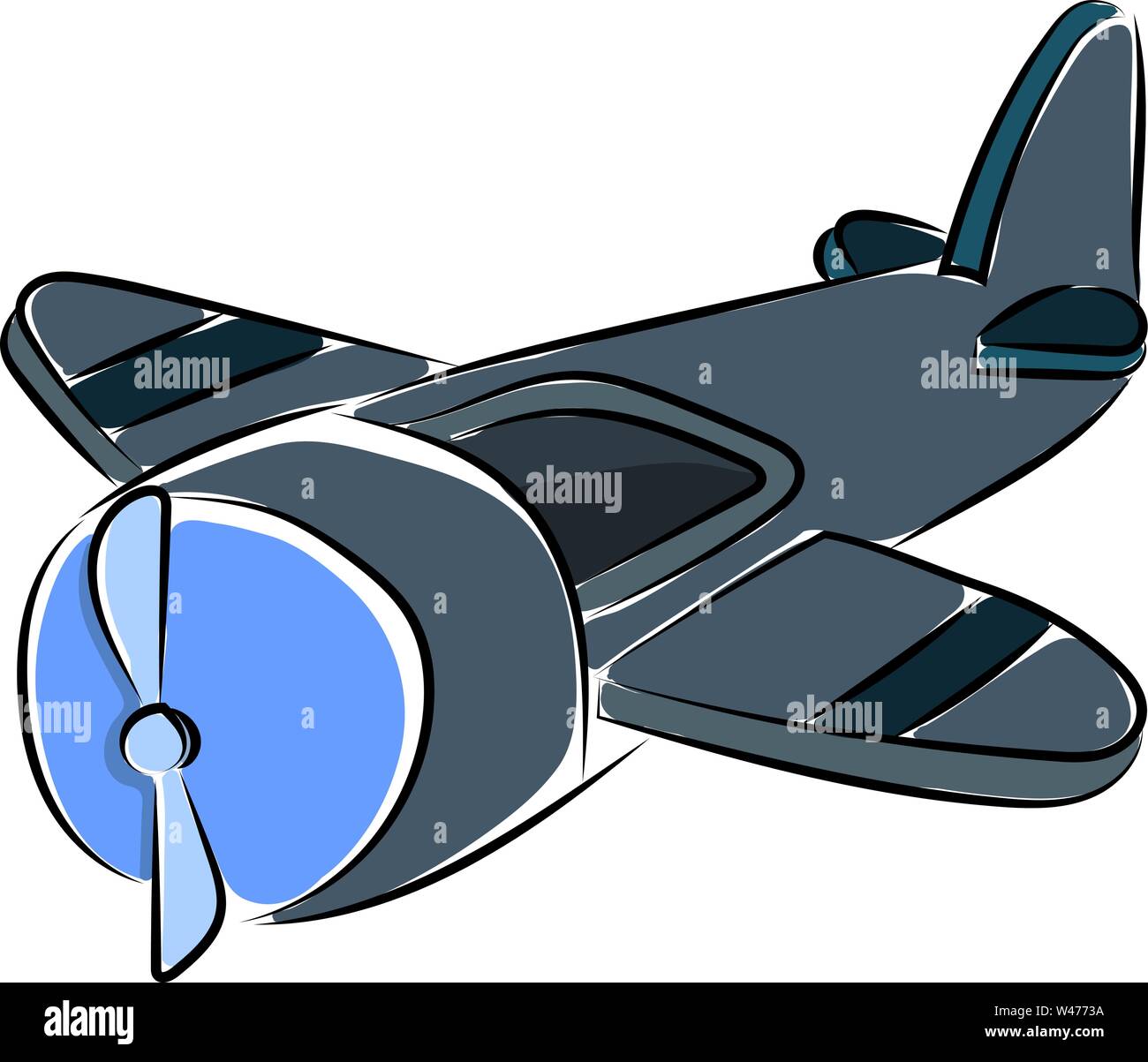 Graue Flugzeug, Illustration, Vektor auf weißem Hintergrund. Stock Vektor