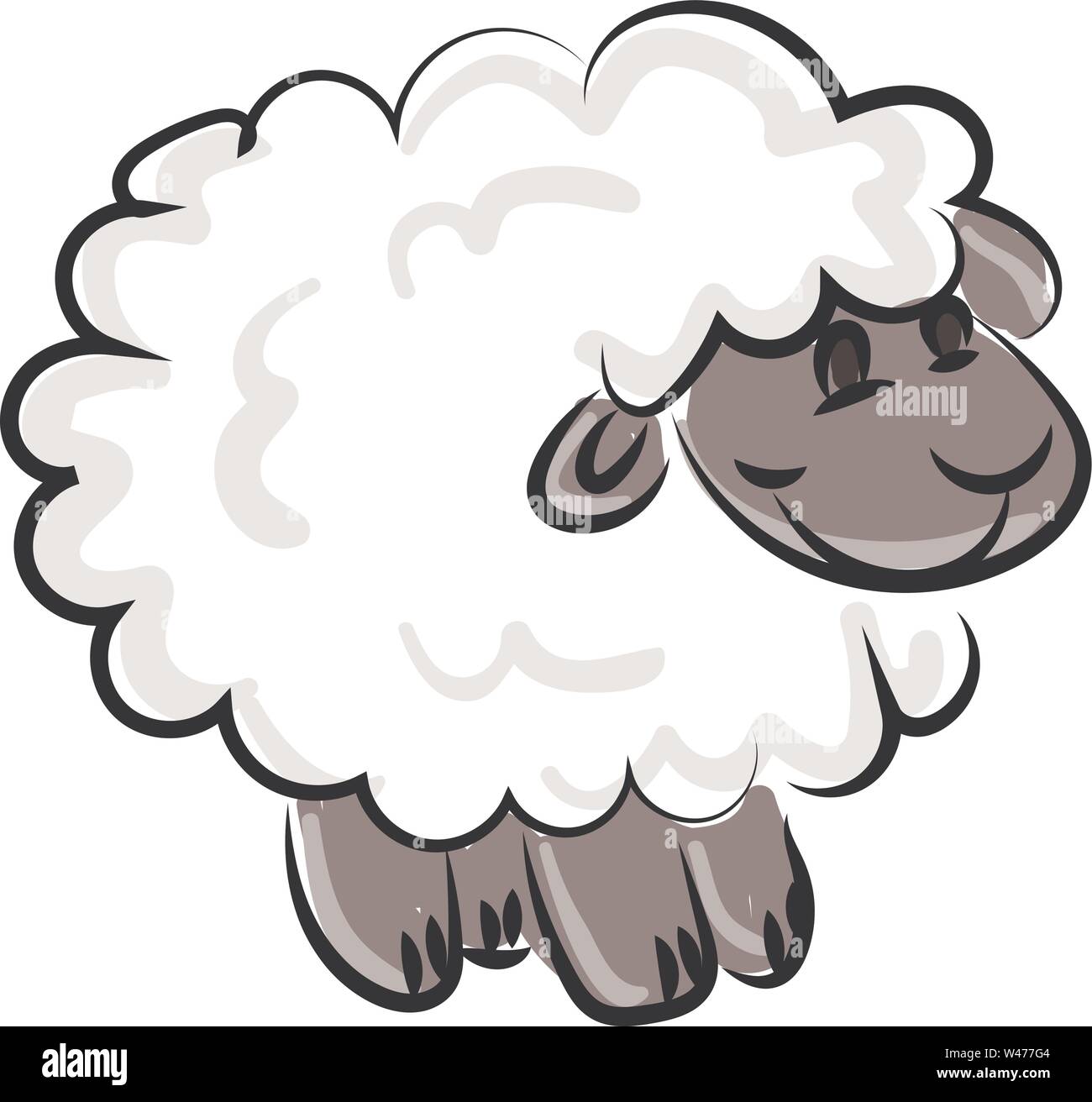 Happy kleines Lamm, Illustration, Vektor auf weißem Hintergrund. Stock Vektor