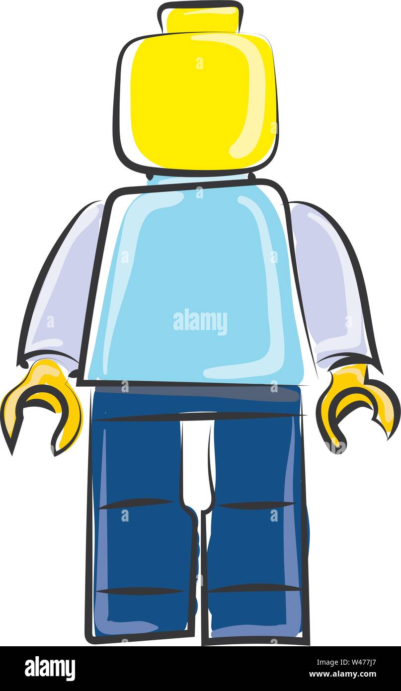 Lego Mann, Illustration, Vektor auf weißem Hintergrund. Stock Vektor