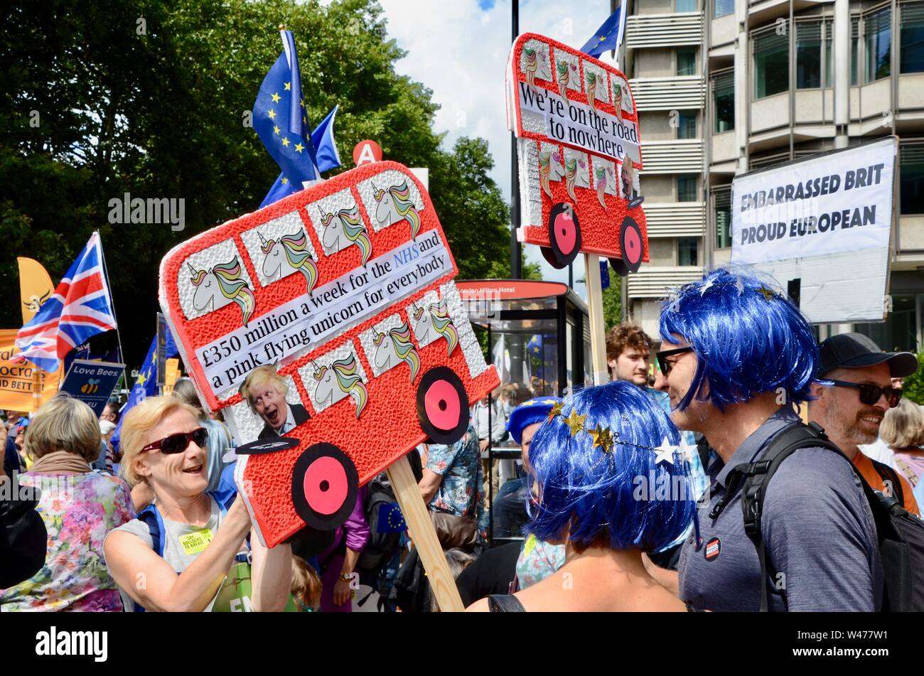 Nein zu Boris Ja zu Europa März für ändern London 20. Juli 2019 Stockfoto