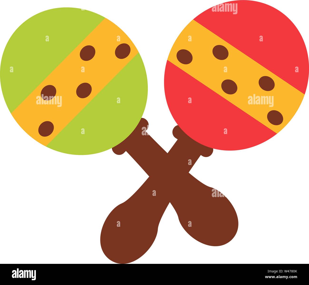 Grüne und rote Maracas, Illustration, Vektor auf weißem Hintergrund. Stock Vektor