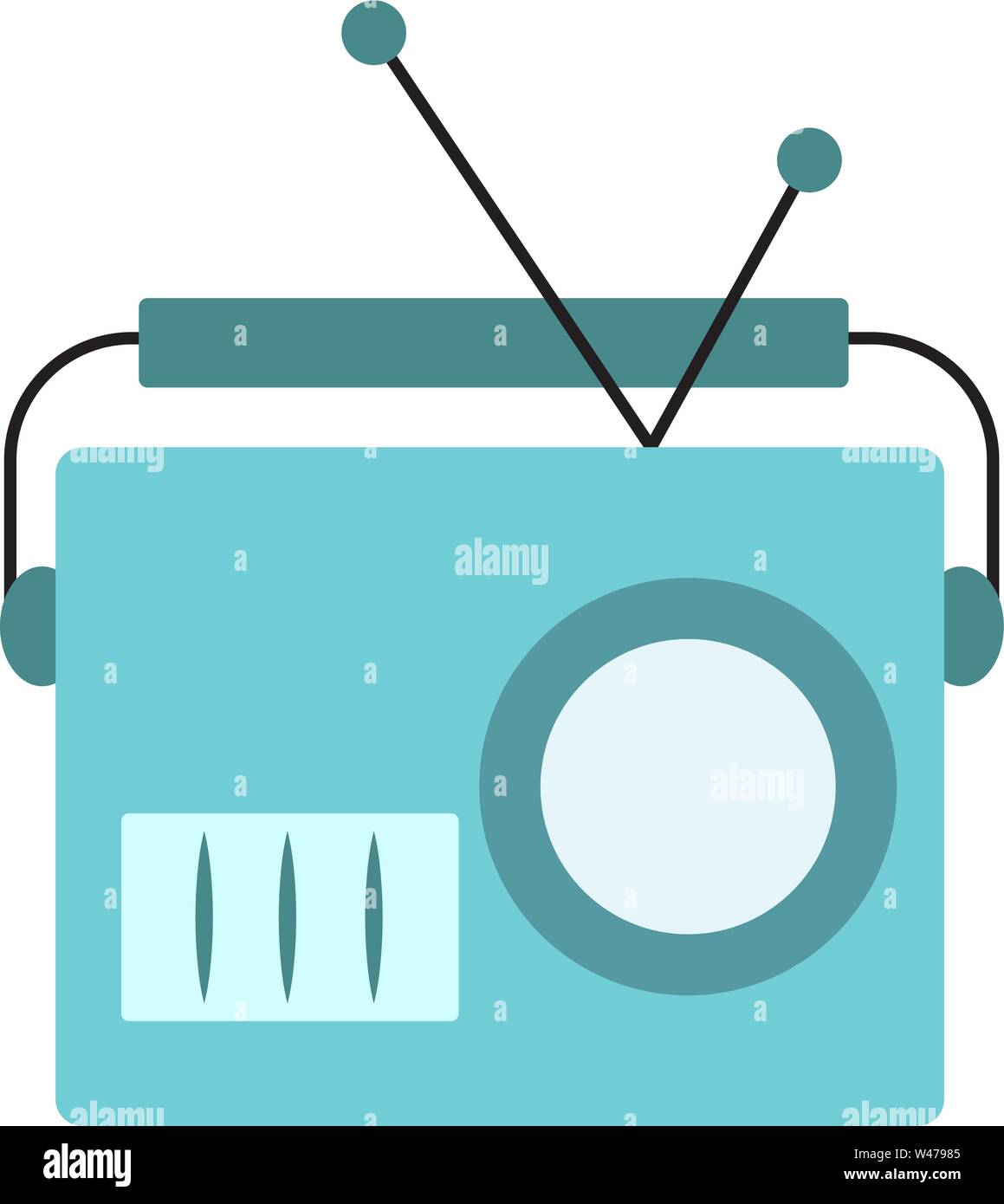 Blau altes Radio, Illustration, Vektor auf weißem Hintergrund. Stock Vektor