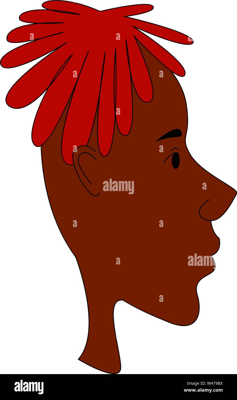 Rote Dreadlocks, Illustration, Vektor auf weißem Hintergrund. Stock Vektor