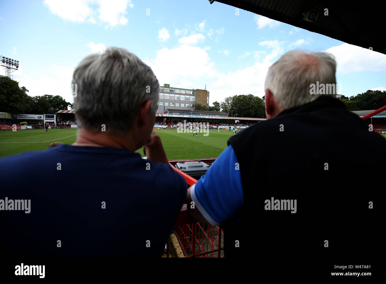 Allgemeine Ansicht während der Vorsaison Freundschaftsspiel bei Ebbe Stadion, Aldershot. Stockfoto