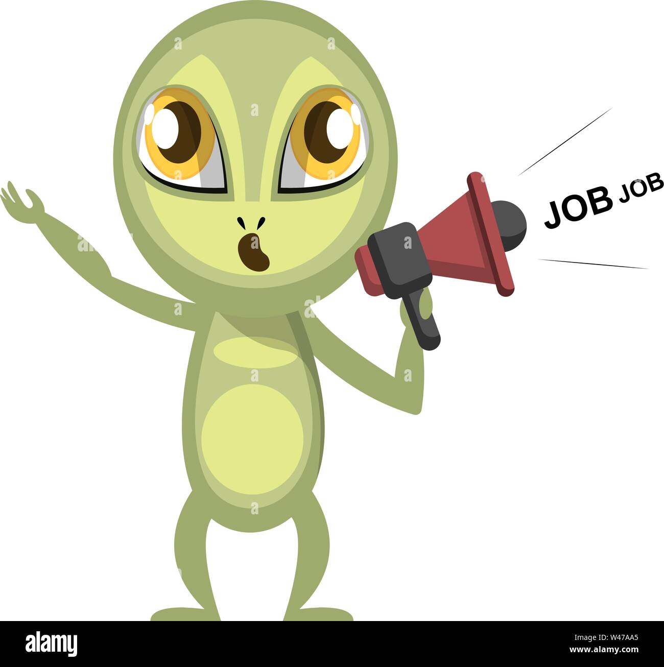 Mit Megafon, Illustration, Vektor auf weißem Hintergrund Alien. Stock Vektor