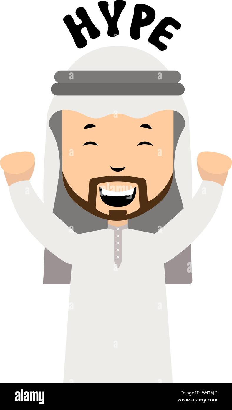 Arab ist hyped, Illustration, Vektor auf weißem Hintergrund. Stock Vektor