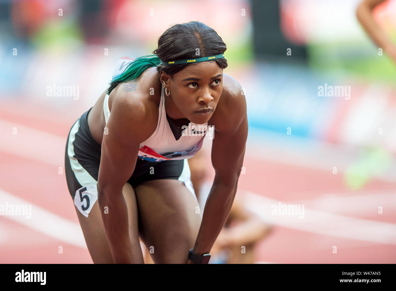 London, Großbritannien. 20. Juli 2019. Shericka Jackson (STAU), 400 m der Frauen (Diamond League) während der iaaf Diamond League - Muller Geburtstag Spiele - London Grand Prix 2019 auf dem Londoner Stadion, Queen Elizabeth Olympic Park, London, England am 20. Juli 2019. Foto von salvio Calabrese. Credit: UK Sport Pics Ltd/Alamy leben Nachrichten Stockfoto