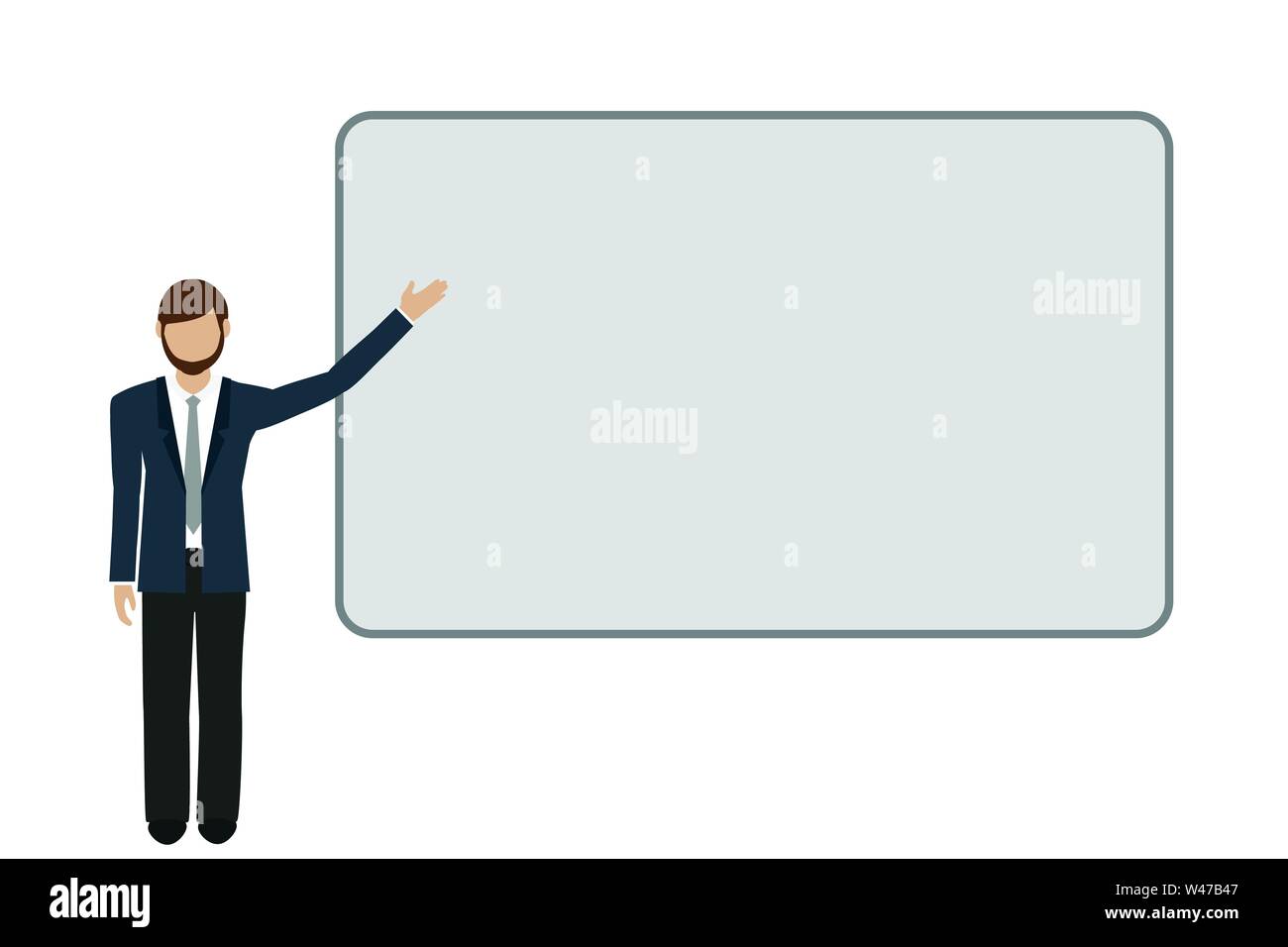 Der Mann zeigt auf einer Schautafel Vektor-illustration EPS 10. Stock Vektor