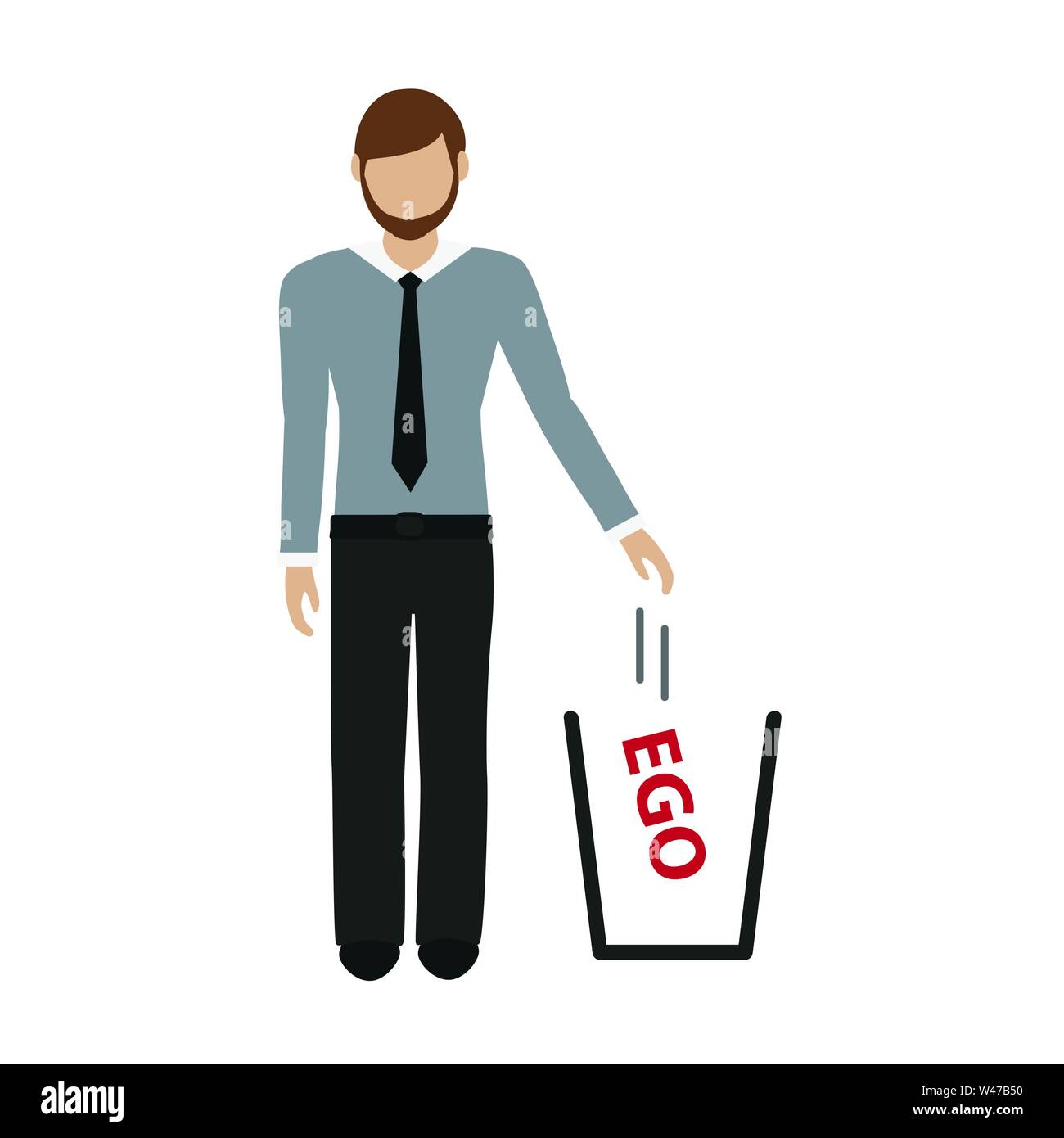 Business Mann wirft Ego entfernt Vektor-illustration EPS 10. Stock Vektor