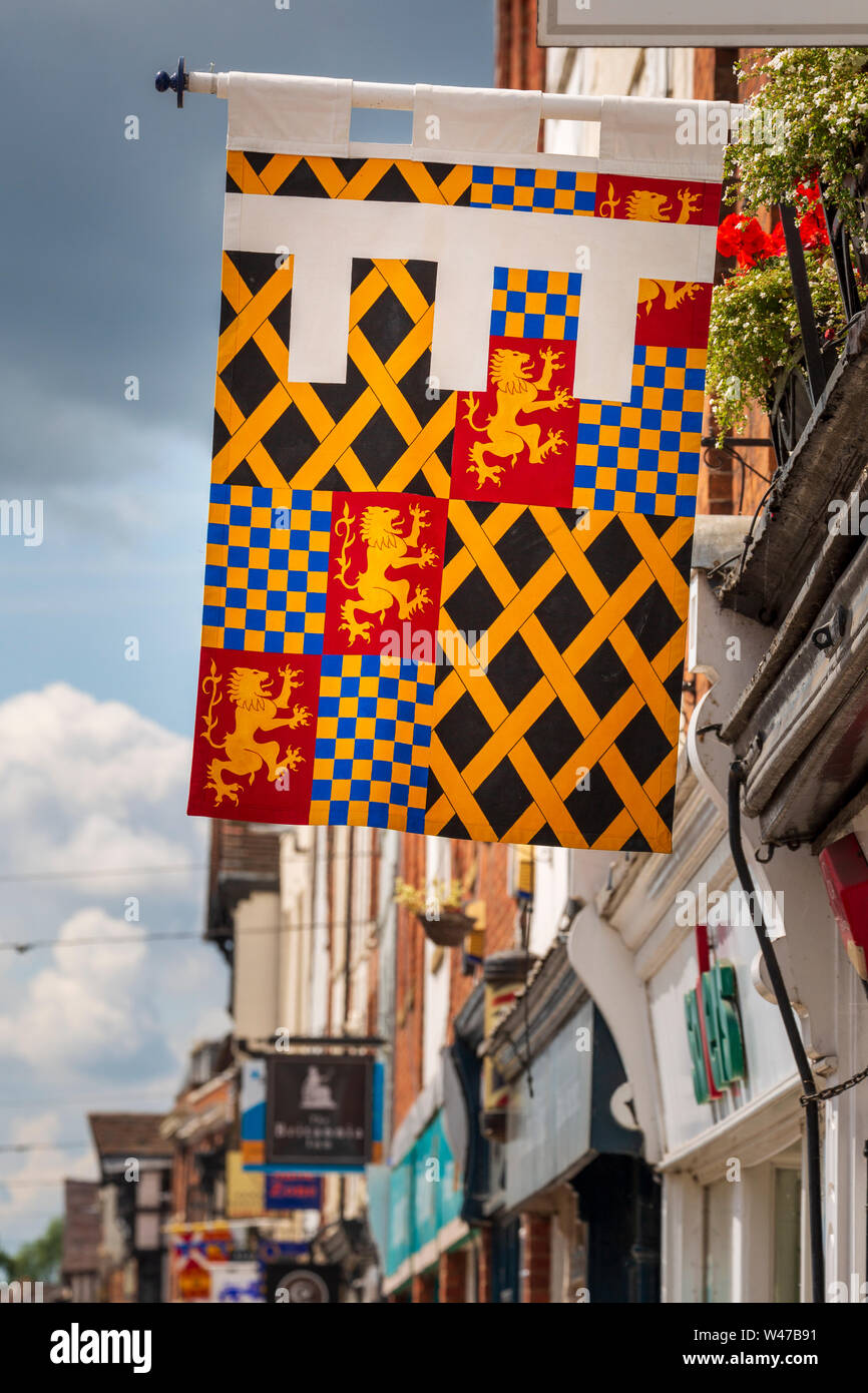 Mittelalterliche Banner auf der Anzeige für die tewkesbury Mittelalter Festival, Gloucestershire, England Stockfoto