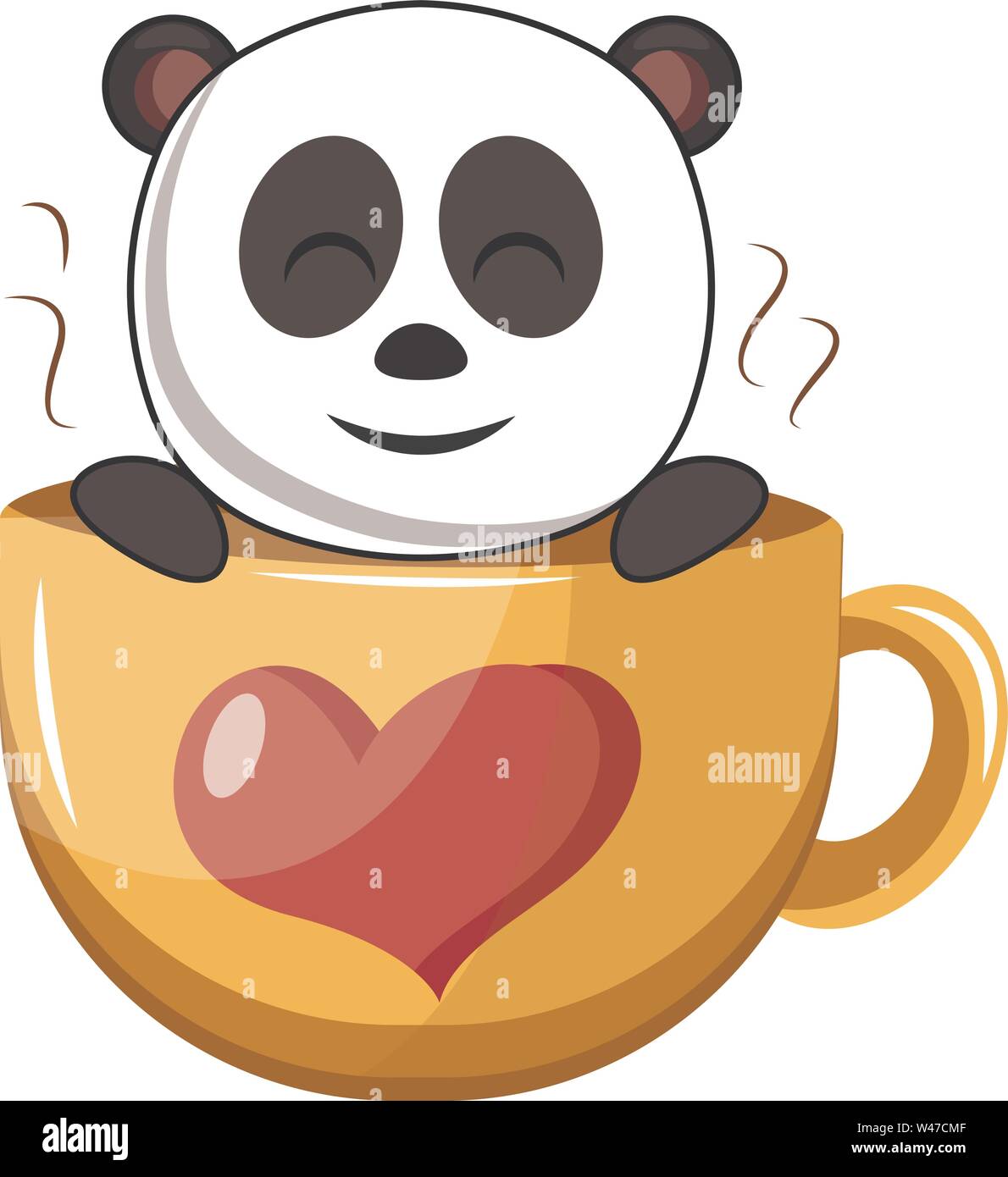 Panda in großen Cup, Illustration, Vektor auf weißem Hintergrund. Stock Vektor