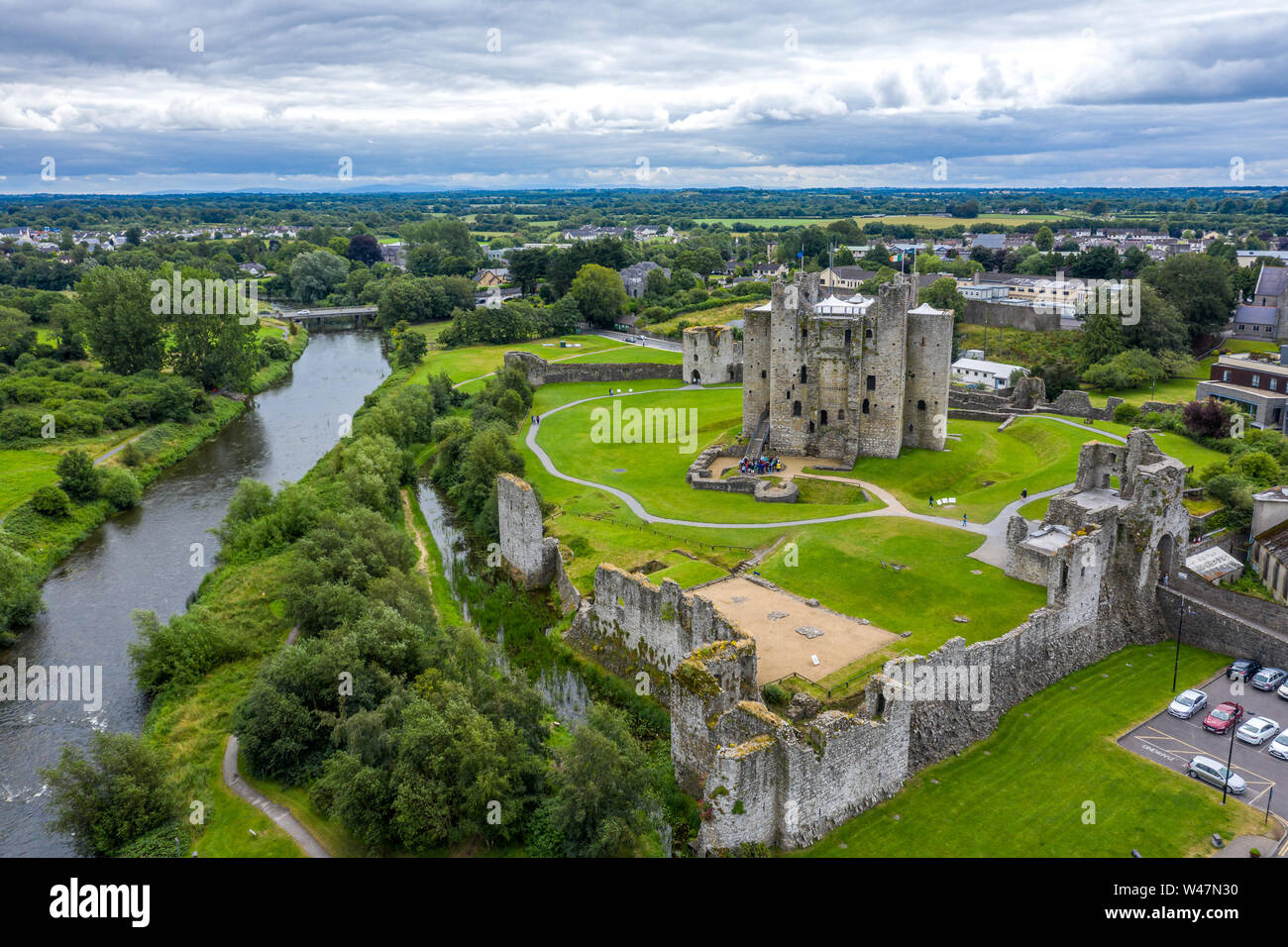 Trim Castle ist ein normannisches Schloss am Südufer des Flusses Boyne in Verkleidung, County Meath, Irland. Stockfoto