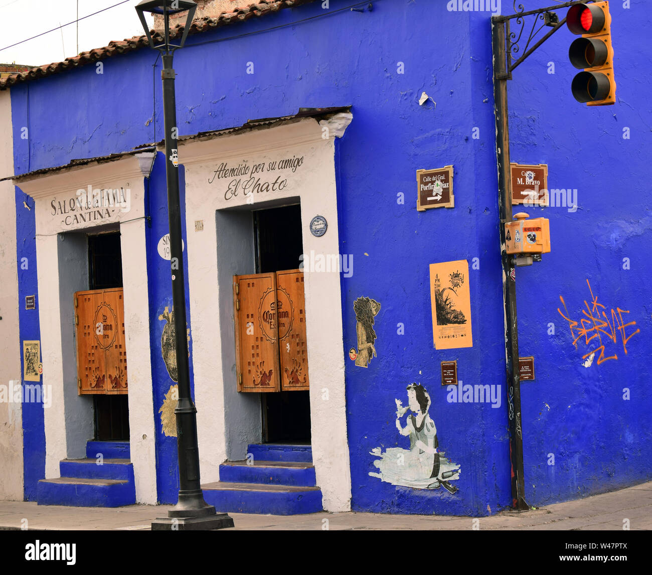 San Cristobal de Las Casas. Ein Schuss von blau lackiert. Stockfoto