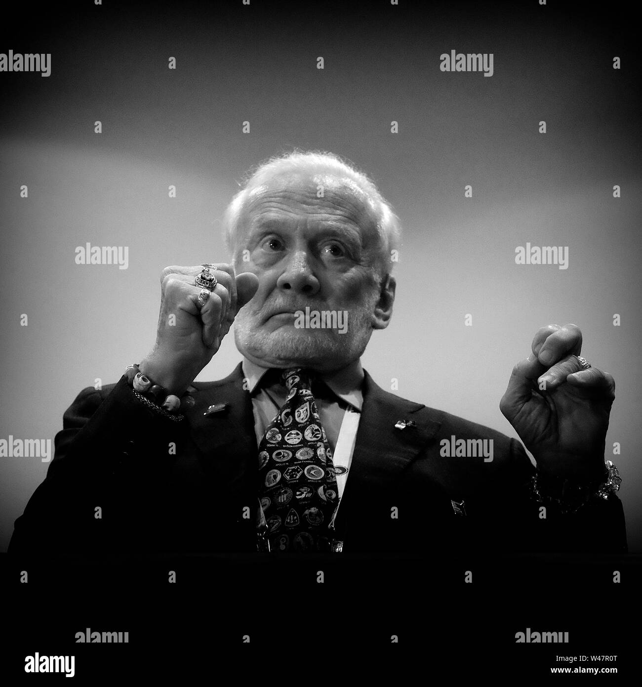 Ehemalige NASA-Astronaut Edwin Eugene "Buzz" Aldrin, der zweite Mensch auf dem Mond 1969 zu Fuß Stockfoto