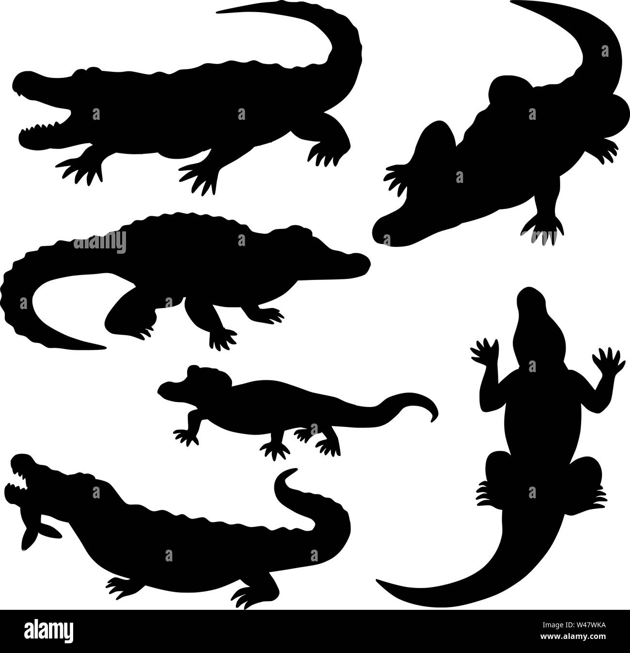 Krokodil Silhouetten Reptil Tier Vektor Bild Stock Vektor