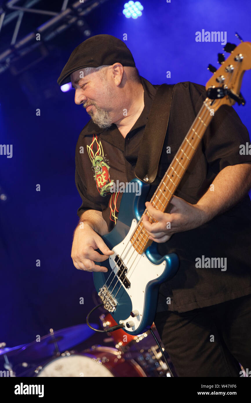 Agde, Frankreich. 6. Juli, 2019 Pierre Cordier Der roten Bohnen und Pfeffersauce im Konzert an Black Pearl Festival. Stockfoto