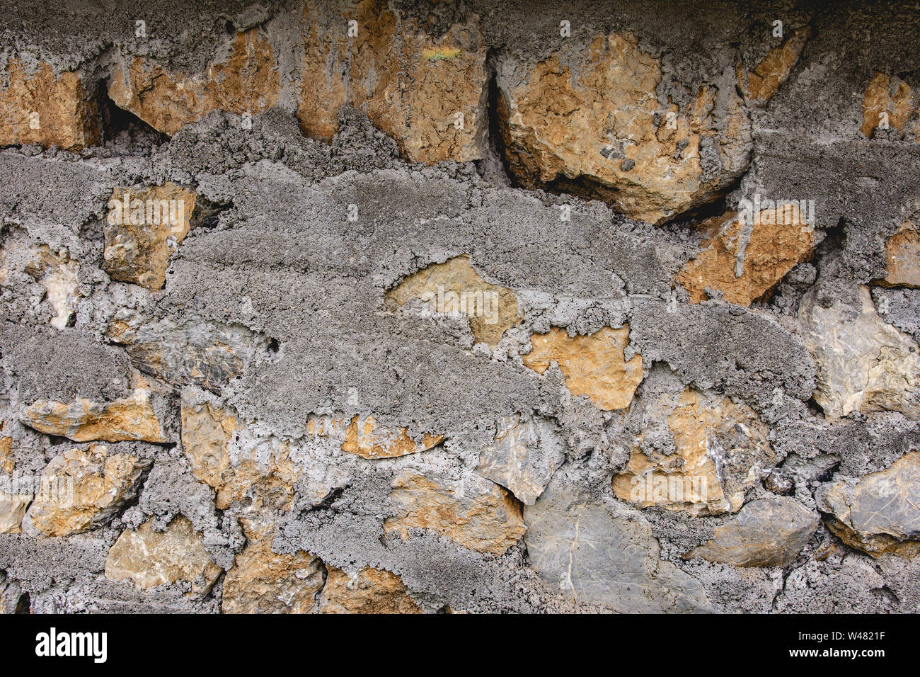 Stein und Zement Wand Hintergrund und Textur. Natürliches Design Konzept. Stockfoto