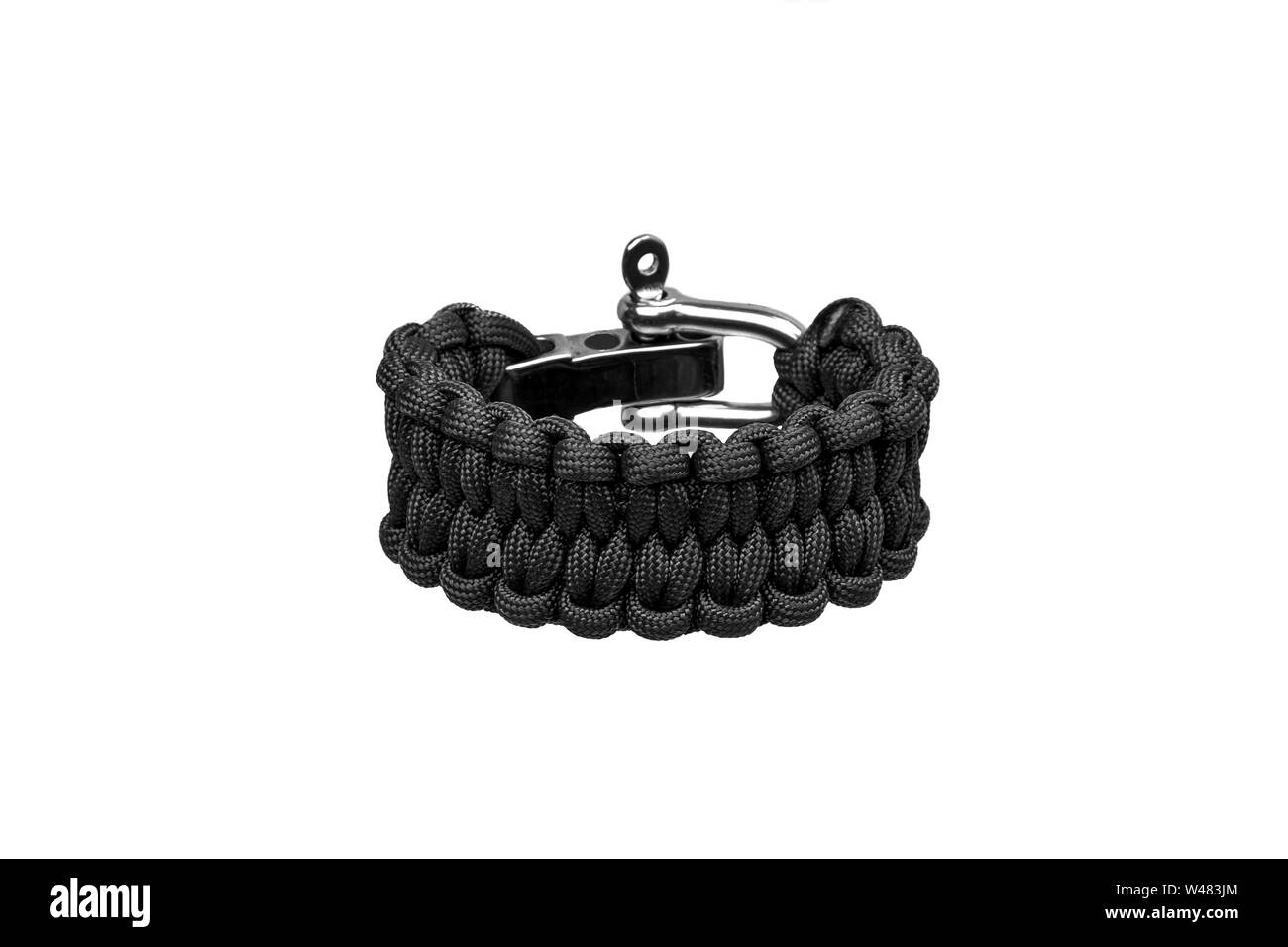 Paracord Armband auf weißem Hintergrund Stockfoto