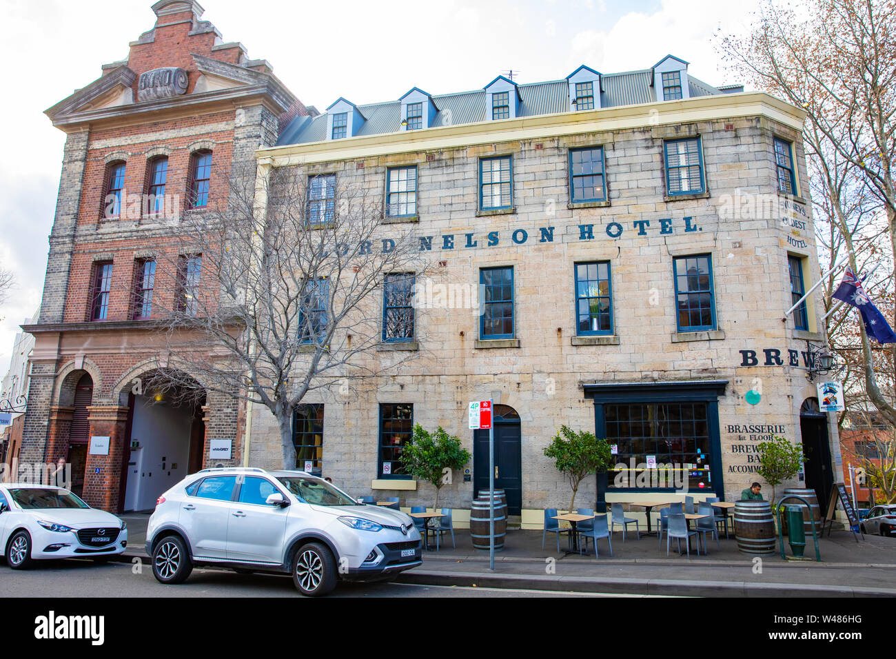 Lord Nelson sydney Pub und Hotel im Viertel Rocks im Stadtzentrum von Sydney, Australien, ein beliebtes öffentliches Haus, typisch für britische Pubs Stockfoto