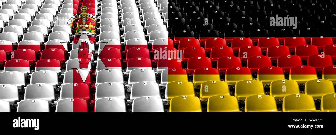 Nordirland, Deutschland Stadion Sitzplätze Konzept. Der europäische Fußball Qualifikation spielen. Stockfoto