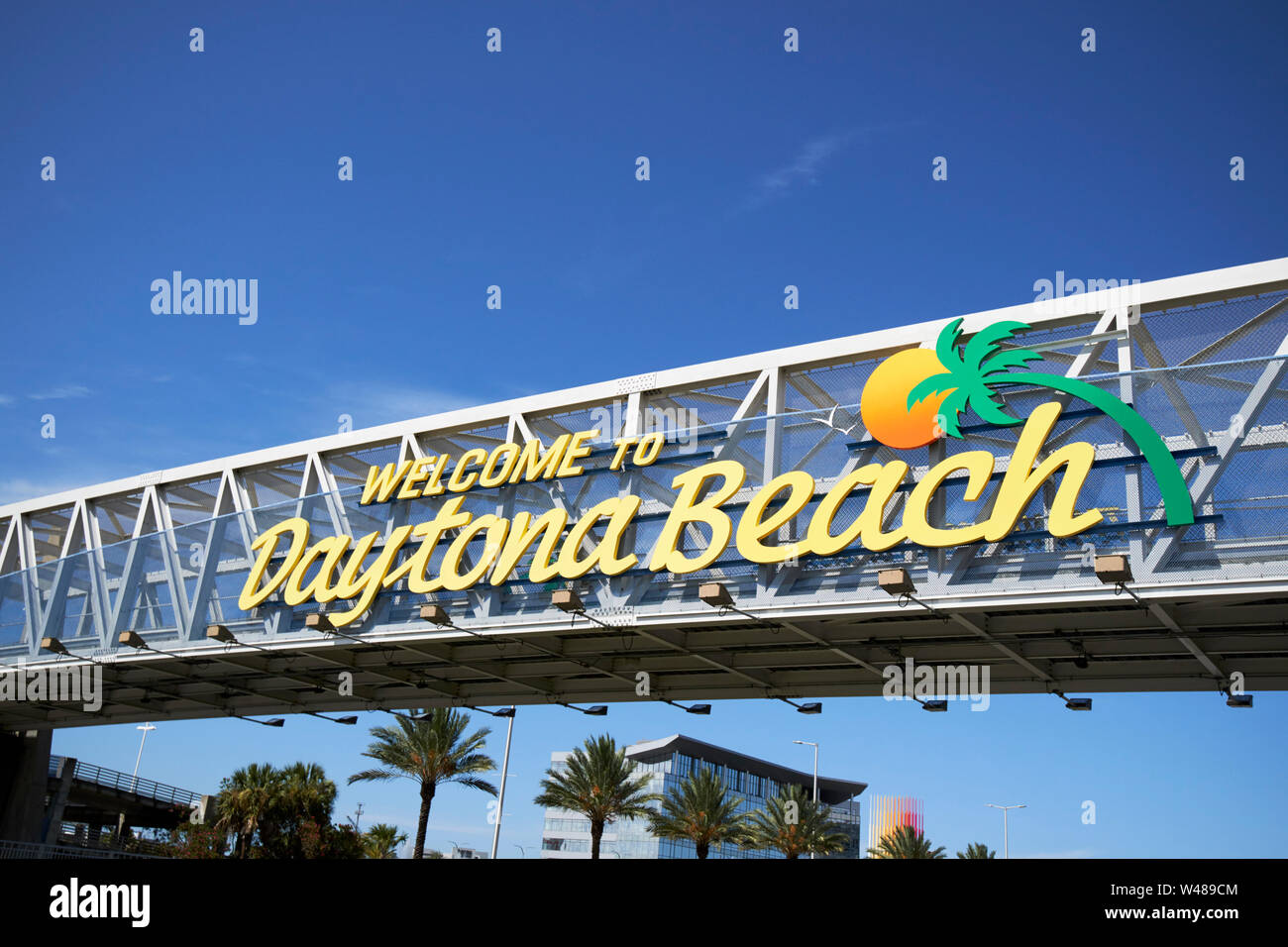 Willkommen Strand Zeichen auf Fahrbahn in Florida fl usa Vereinigte Staaten von Amerika daytona Stockfoto