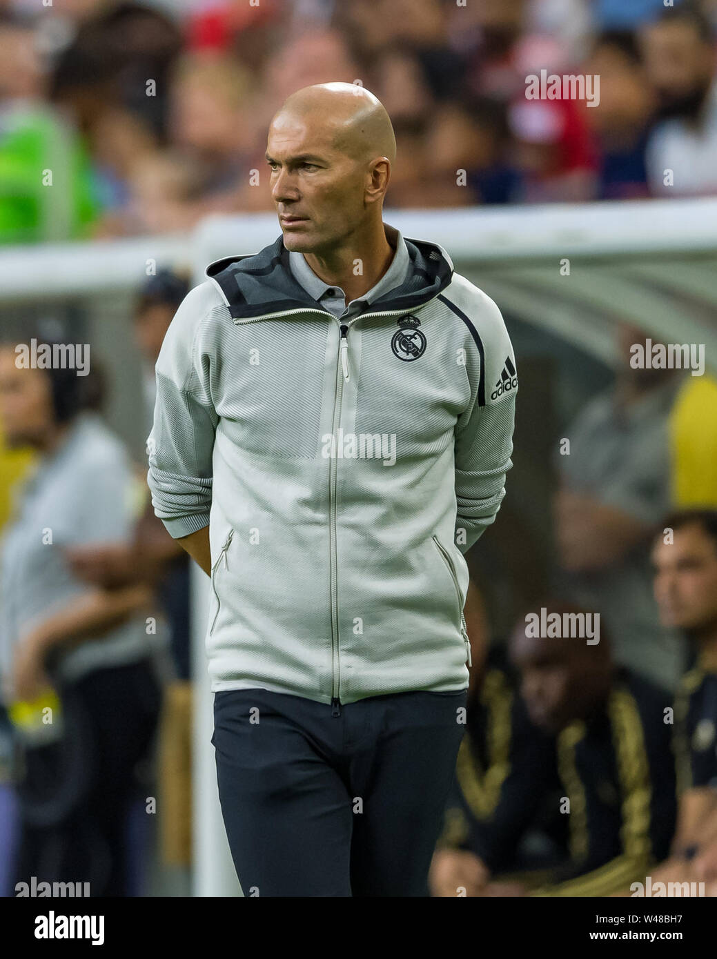 Juli 20, 2019: Real Madrid Haupttrainer Zinedine Zidane während der Internationalen Champions Cup zwischen Real Madrid und Bayern München FC am NRG Stadion in Houston, Texas die Kerbe an der Hälfte ist Bayern München führt 1-0 © Maria Lysaker/CSM Stockfoto