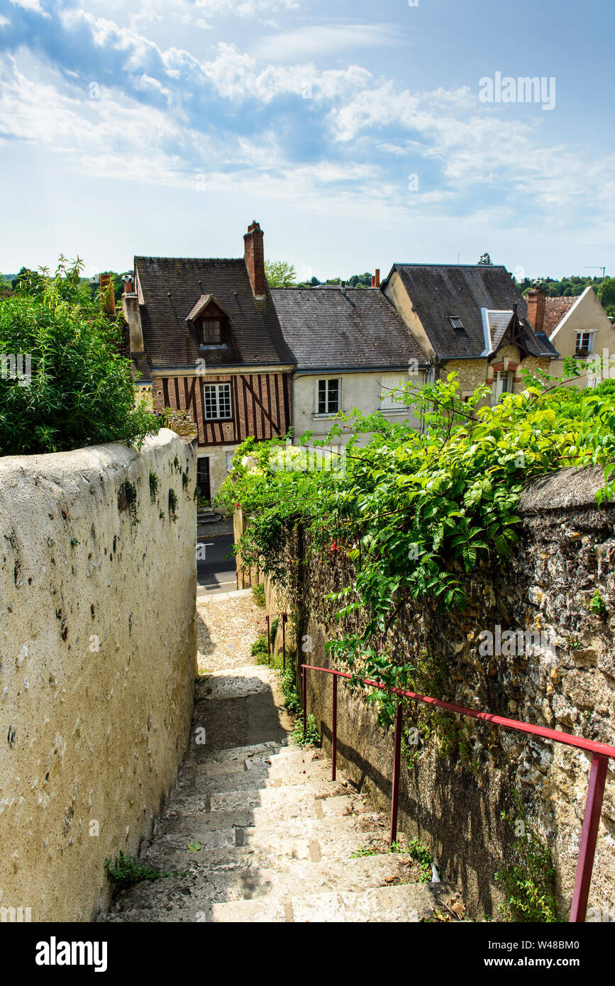 Mittelalterliche Straße in der Altstadt von Amboise. Loire Tal, Frankreich Stockfoto