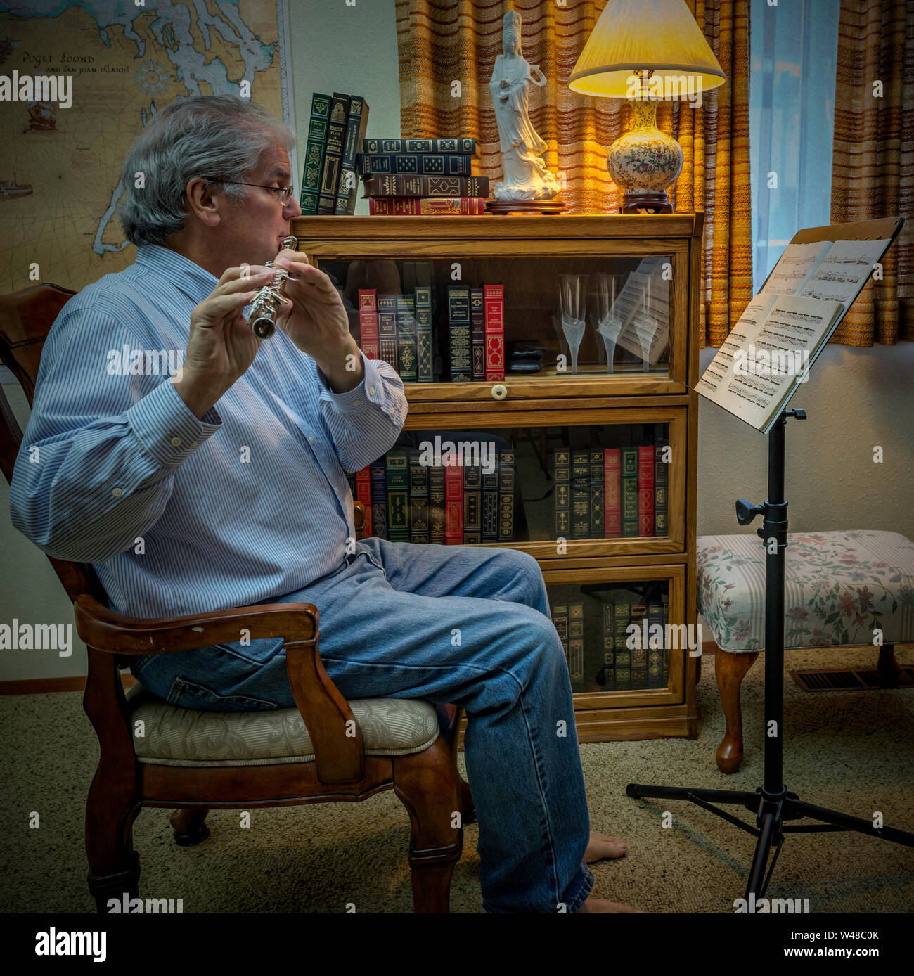 Flöte Lektion Stockfoto