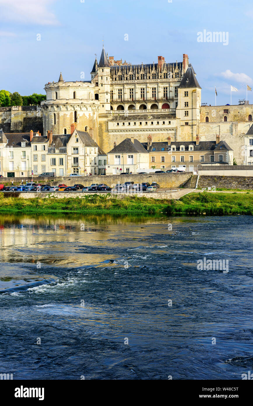 Schloss Amboise an der Loire in Frankreich. In den Top Ten der besten Schlösser der Loire Tal enthalten. Stockfoto