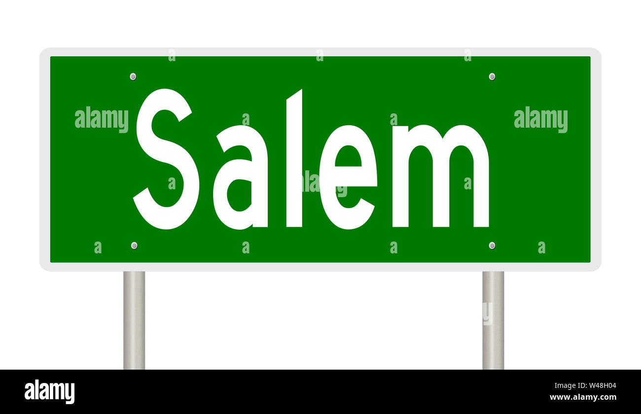 Rendering von einem grünen Hinweisschild für Salem Stockfoto
