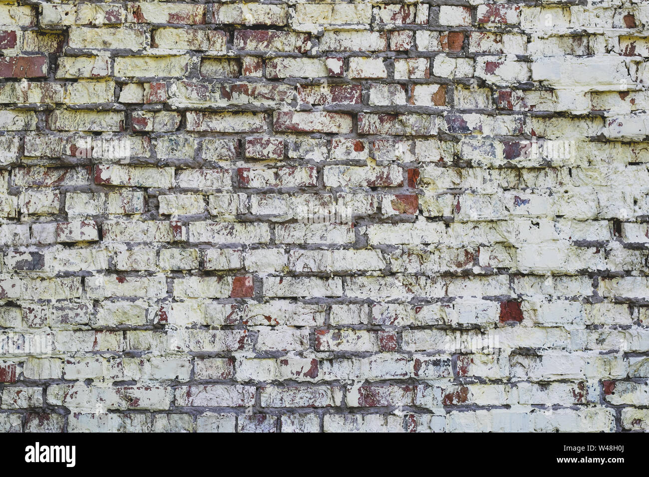 Brick Wall grunge Hintergrund. Textur von Vintage Steine. Alten rauhen Mauerwerk. Muster. Platz Textur. Wand in weißer Farbe, Tünche. Stockfoto