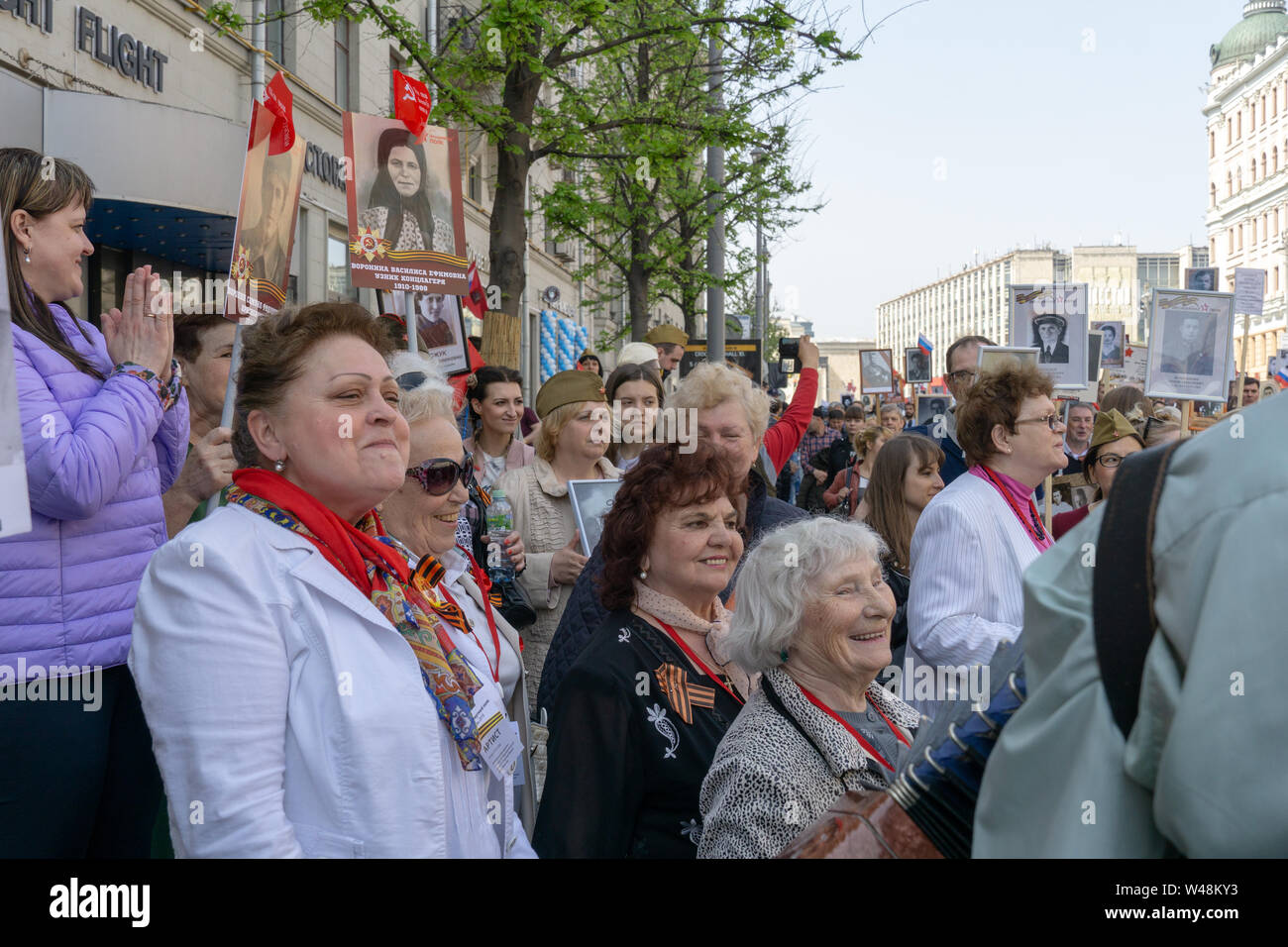 Moskau, Russland - Mai 9, 2019: Unsterbliche regiment Prozession in der ...