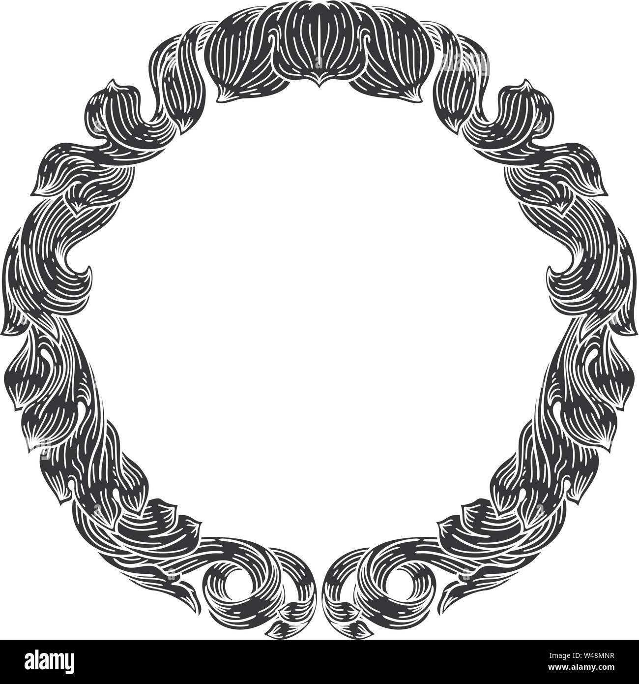 Frame Laurel filigrane Crest Blumenmuster Motiv Stock Vektor