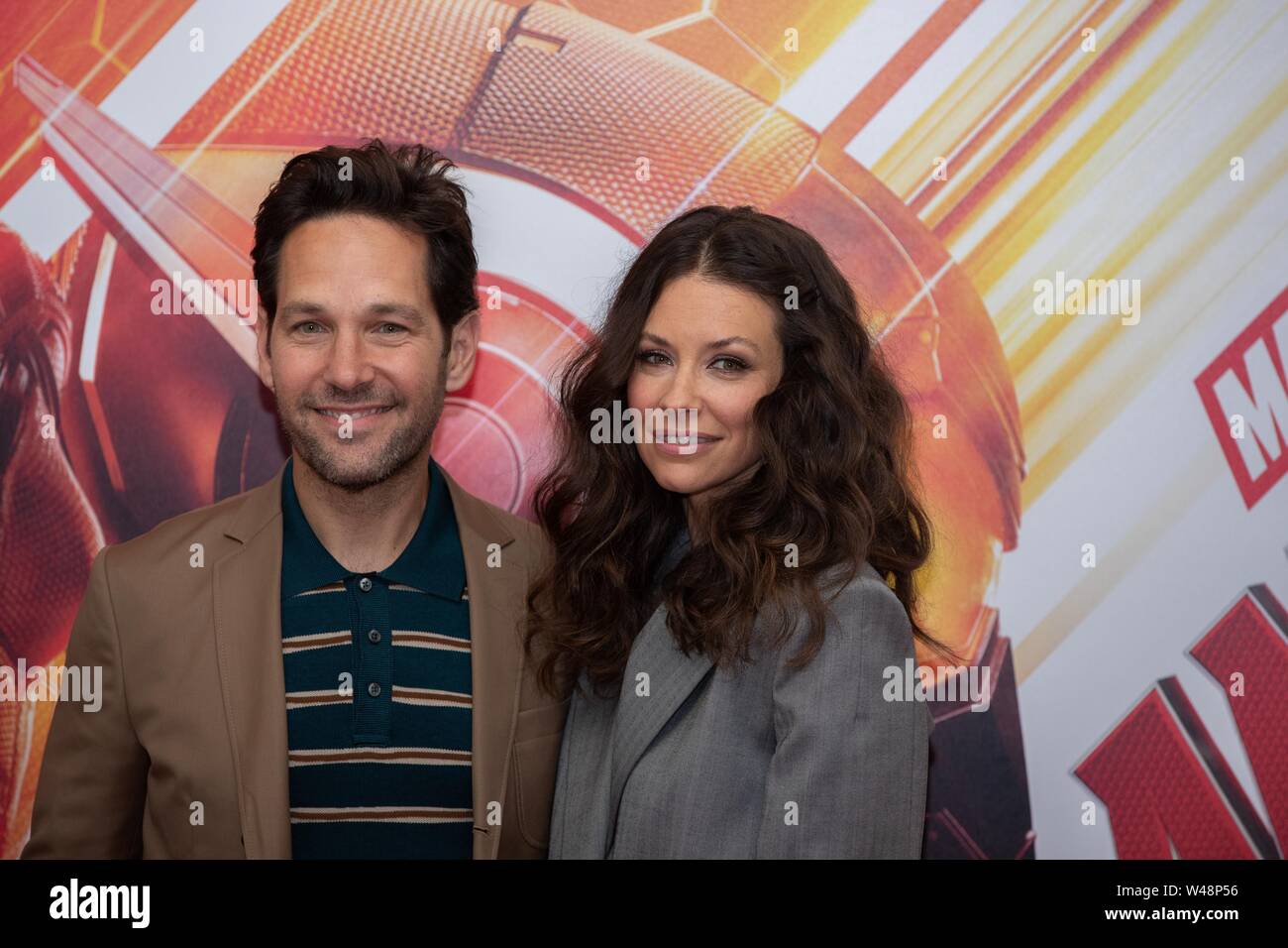 Rom - Evangeline Lilly und Paul Rudd beachtet bei der Vorstellung des 'Ant Mensch und Wespe" in Rom Stockfoto