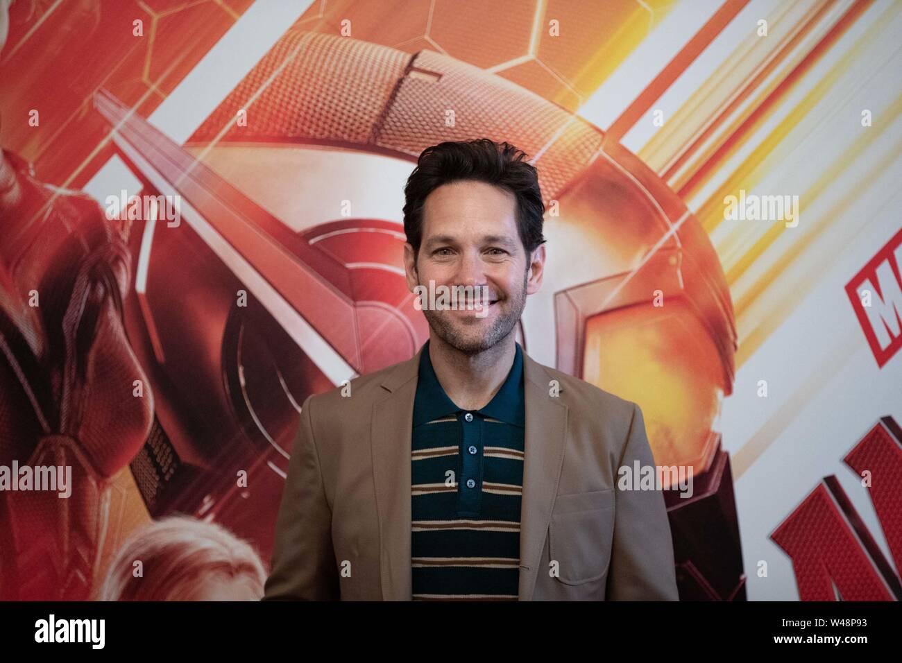 Roma - Paul Rudd, nimmt bei der Präsentation des Films "AntMan & die Wasp' Hotel De Russie in Rom. Stockfoto